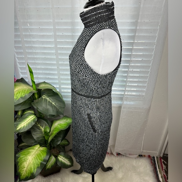 Karl Lagerfeld Impulse Black Tweed High Collar Sheath Dress Classic Size 2 - Picture 12 of 12